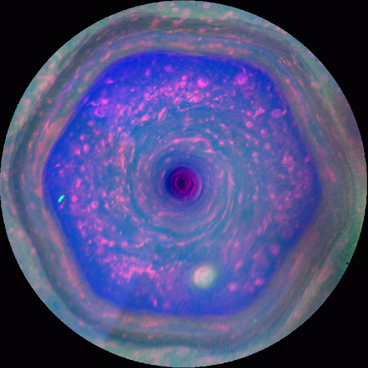 Saturn hexagon moving